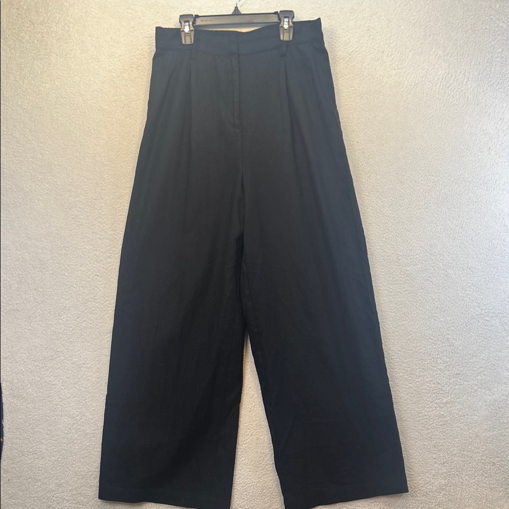 House of Harlow 1960 Black High Waist Wide Leg Pleated Pants Medium Boho Chic